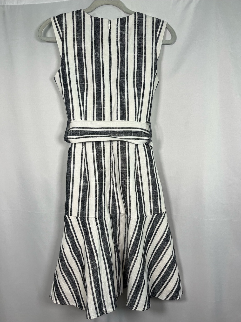 J crew striped linen blend belted fit & flare dress sz 2 coastal Americana - Picture 7 of 11